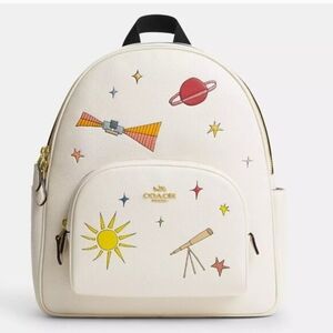 Coach White Backpack with Space Design
